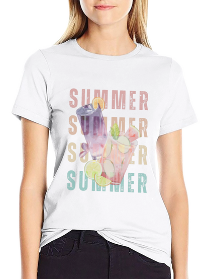 Summer Cocktails Graphic T-Shirt - Casual Style