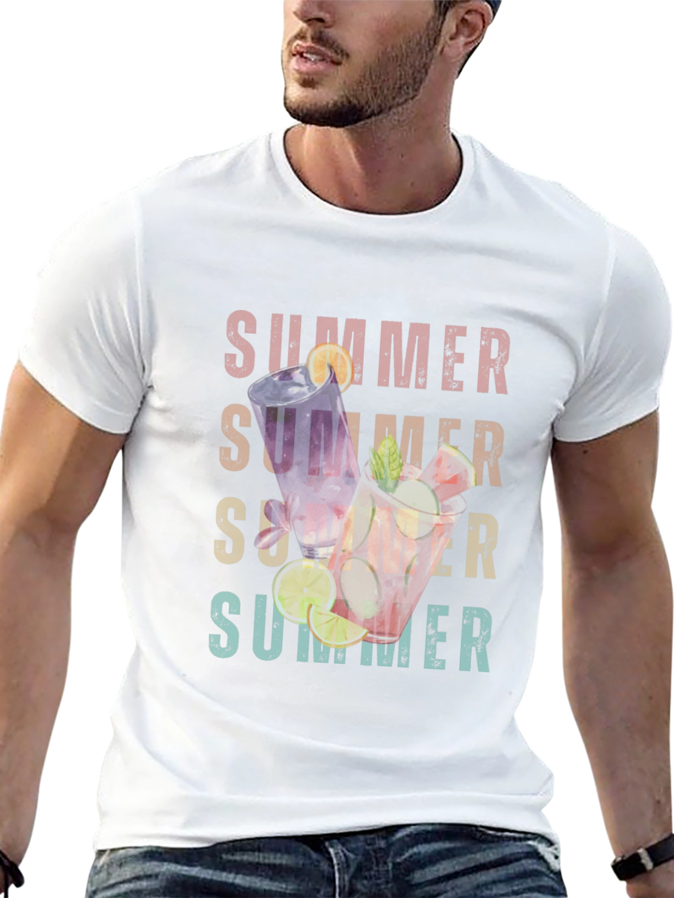 Summer Cocktails Graphic T-Shirt - Casual Style