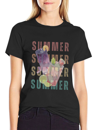 Summer Cocktails Graphic T-Shirt - Casual Style