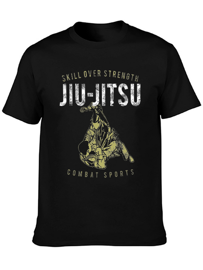 Jiu-Jitsu Skill Over Strength Black Graphic Tee