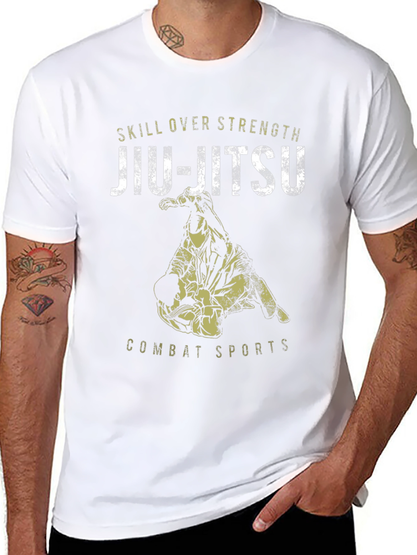 Jiu-Jitsu Skill Over Strength Black Graphic Tee