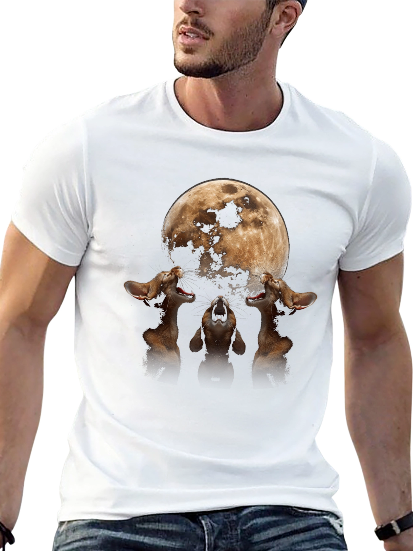 Moon Cats Howling Graphic Tee