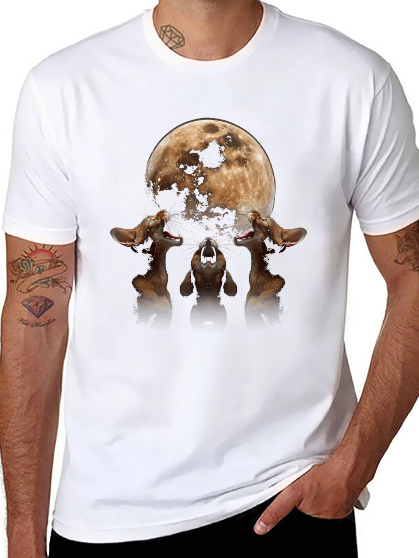 Moon Cats Howling Graphic Tee