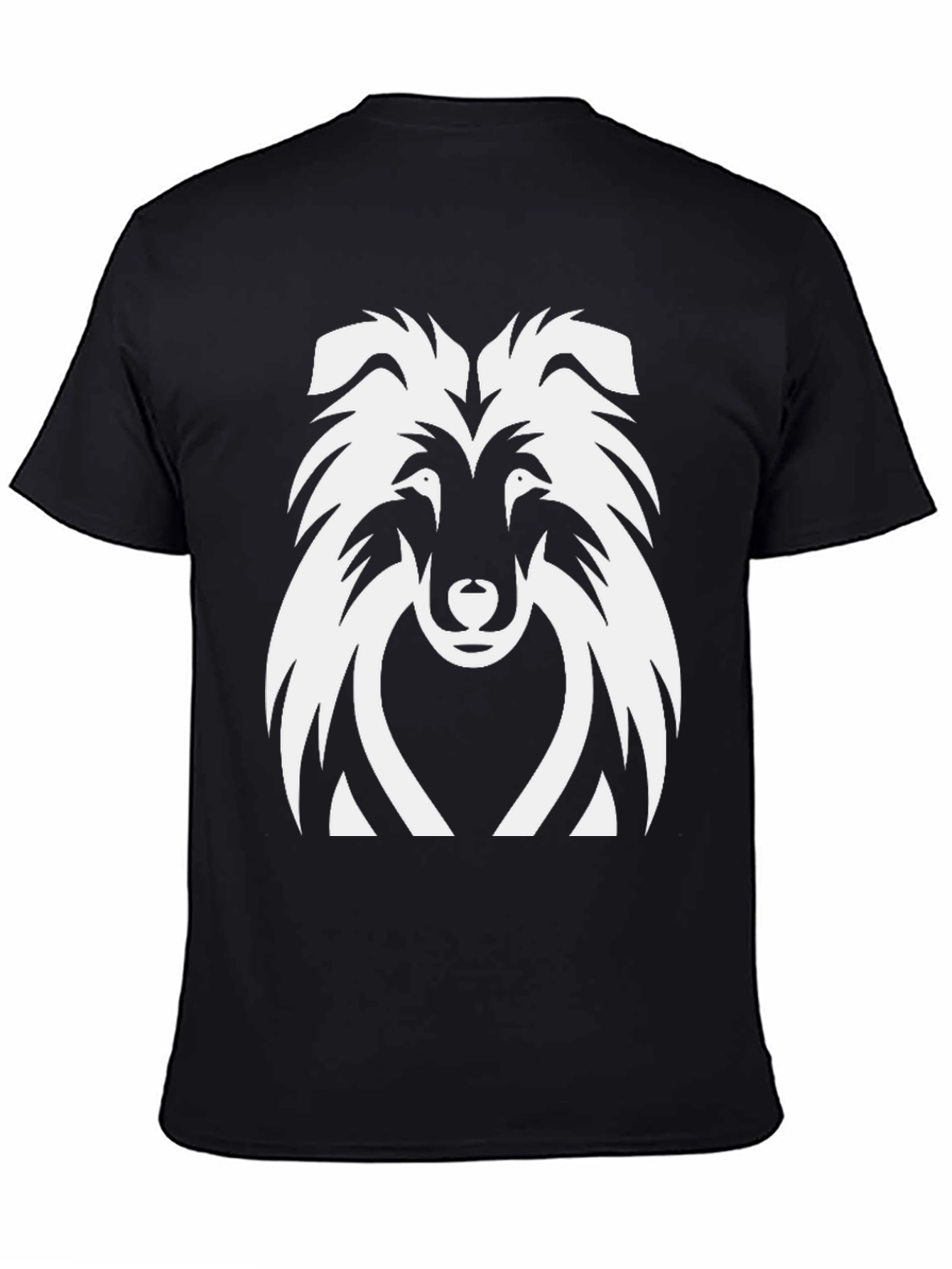 Collie Dog Graphic Tee - Black Cotton T-Shirt