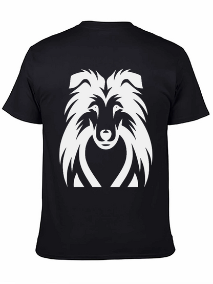Collie Dog Graphic Tee - Black Cotton T-Shirt