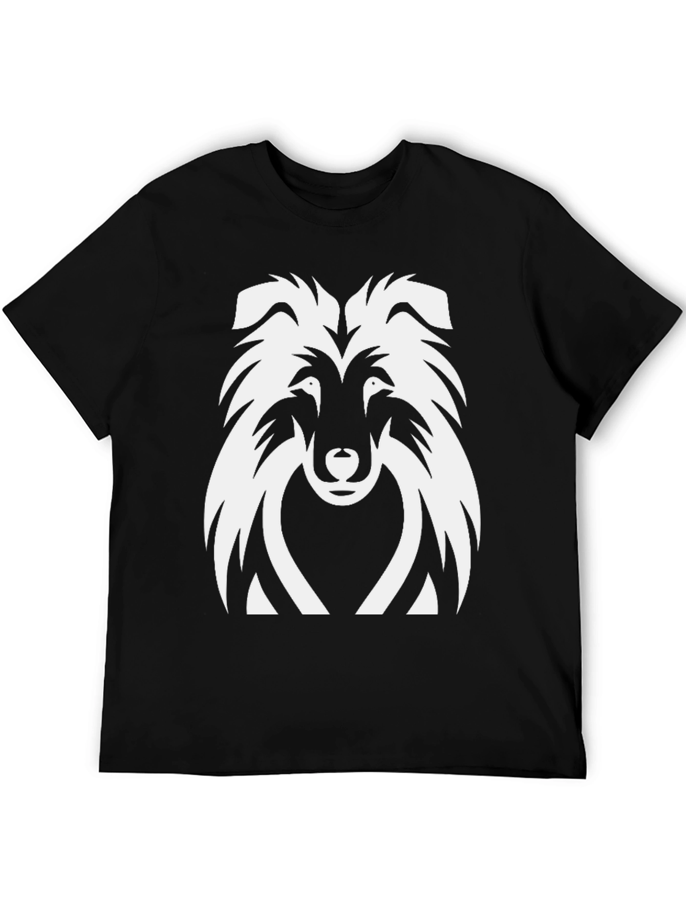Collie Dog Graphic Tee - Black Cotton T-Shirt