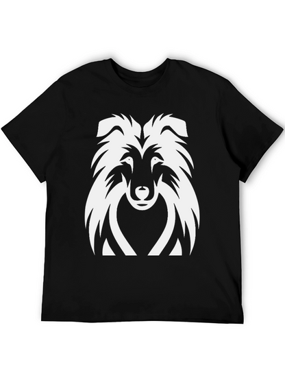 Collie Dog Graphic Tee - Black Cotton T-Shirt