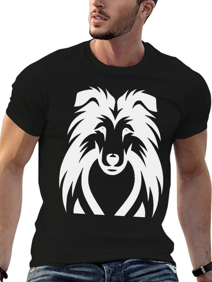 Collie Dog Graphic Tee - Black Cotton T-Shirt