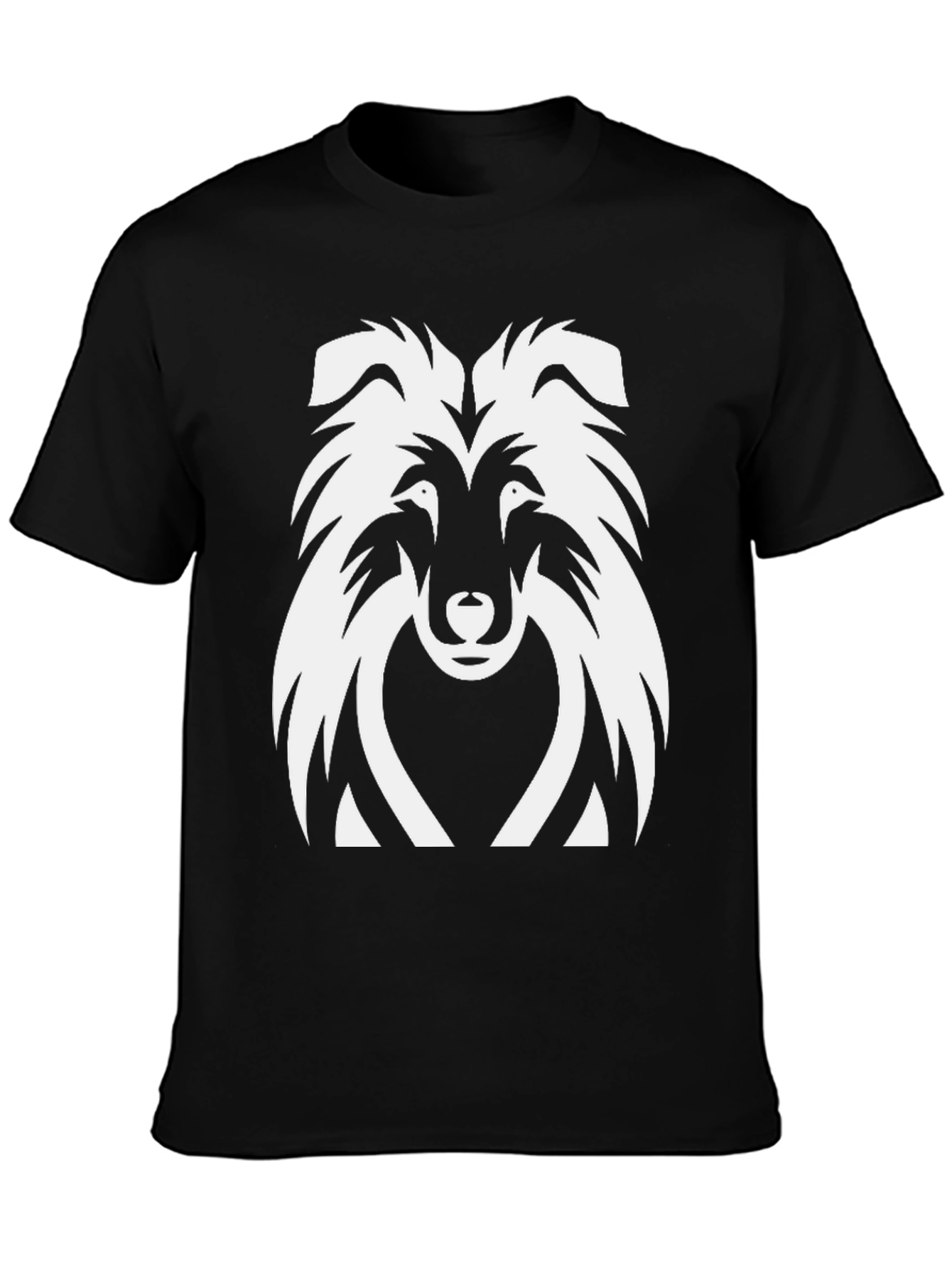 Collie Dog Graphic Tee - Black Cotton T-Shirt