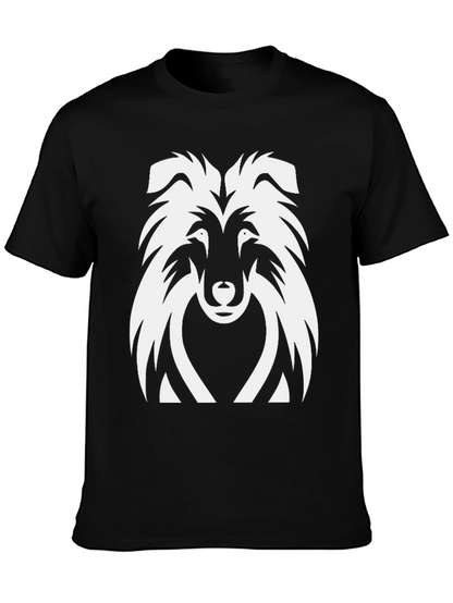 Collie Dog Graphic Tee - Black Cotton T-Shirt