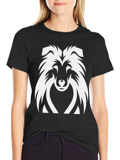 Collie Dog Graphic Tee - Black Cotton T-Shirt