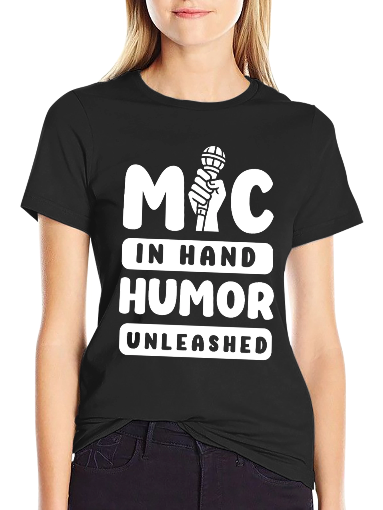 Mic In Hand Humor Unleashed Graphic Tee
