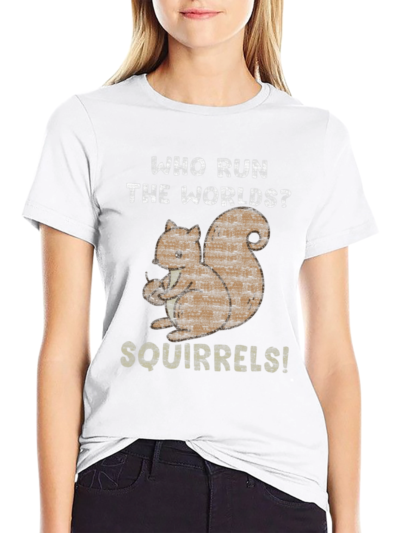 Who Run The Worlds? Squirrels! Black Cotton T-Shirt