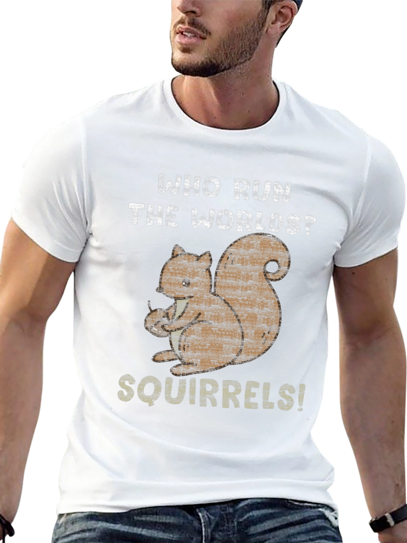 Who Run The Worlds? Squirrels! Black Cotton T-Shirt