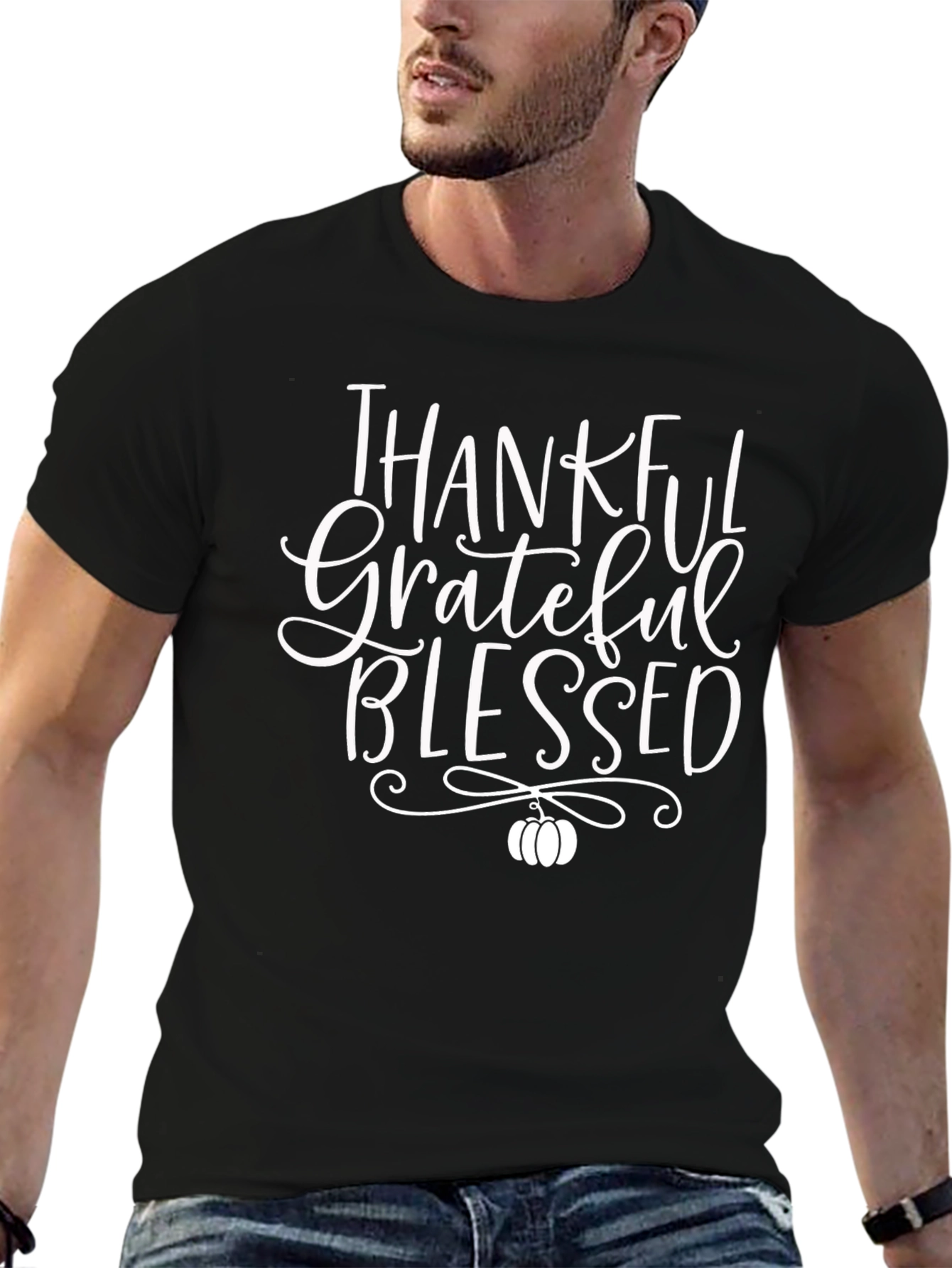 Thankful Grateful Blessed Black T-Shirt