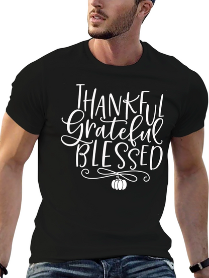 Thankful Grateful Blessed Black T-Shirt