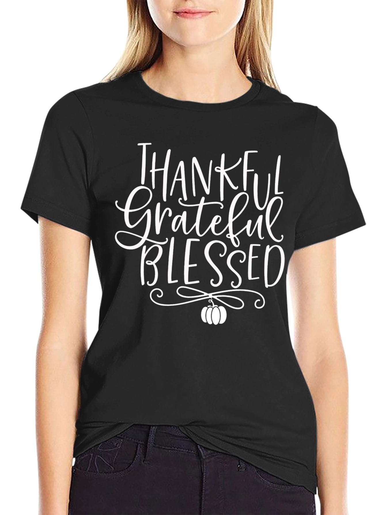 Thankful Grateful Blessed Black T-Shirt