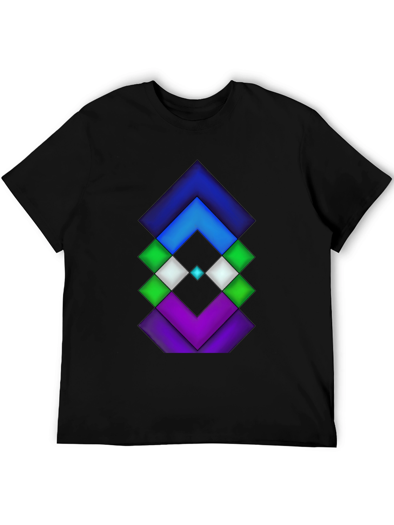 Geometric Diamond Design Black Tee
