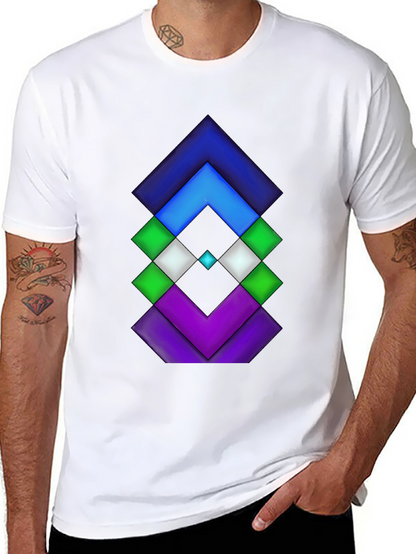 Geometric Diamond Design Black Tee