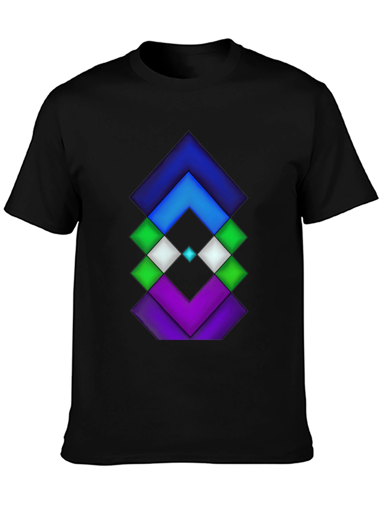 Geometric Diamond Design Black Tee