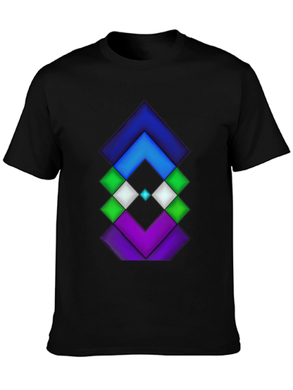 Geometric Diamond Design Black Tee