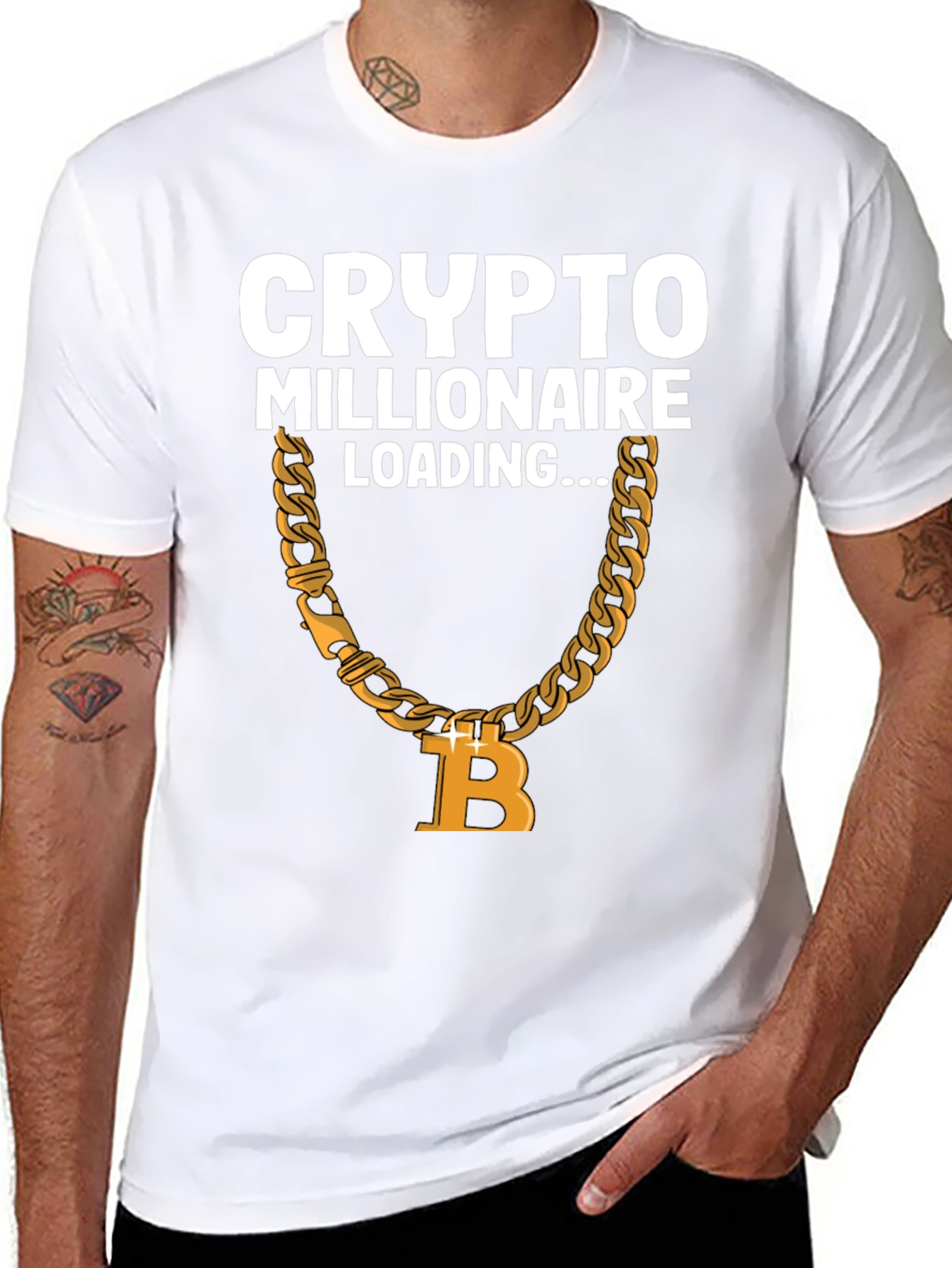 Crypto Millionaire Loading Bitcoin Chain Graphic T-Shirt