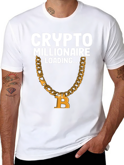 Crypto Millionaire Loading Bitcoin Chain Graphic T-Shirt