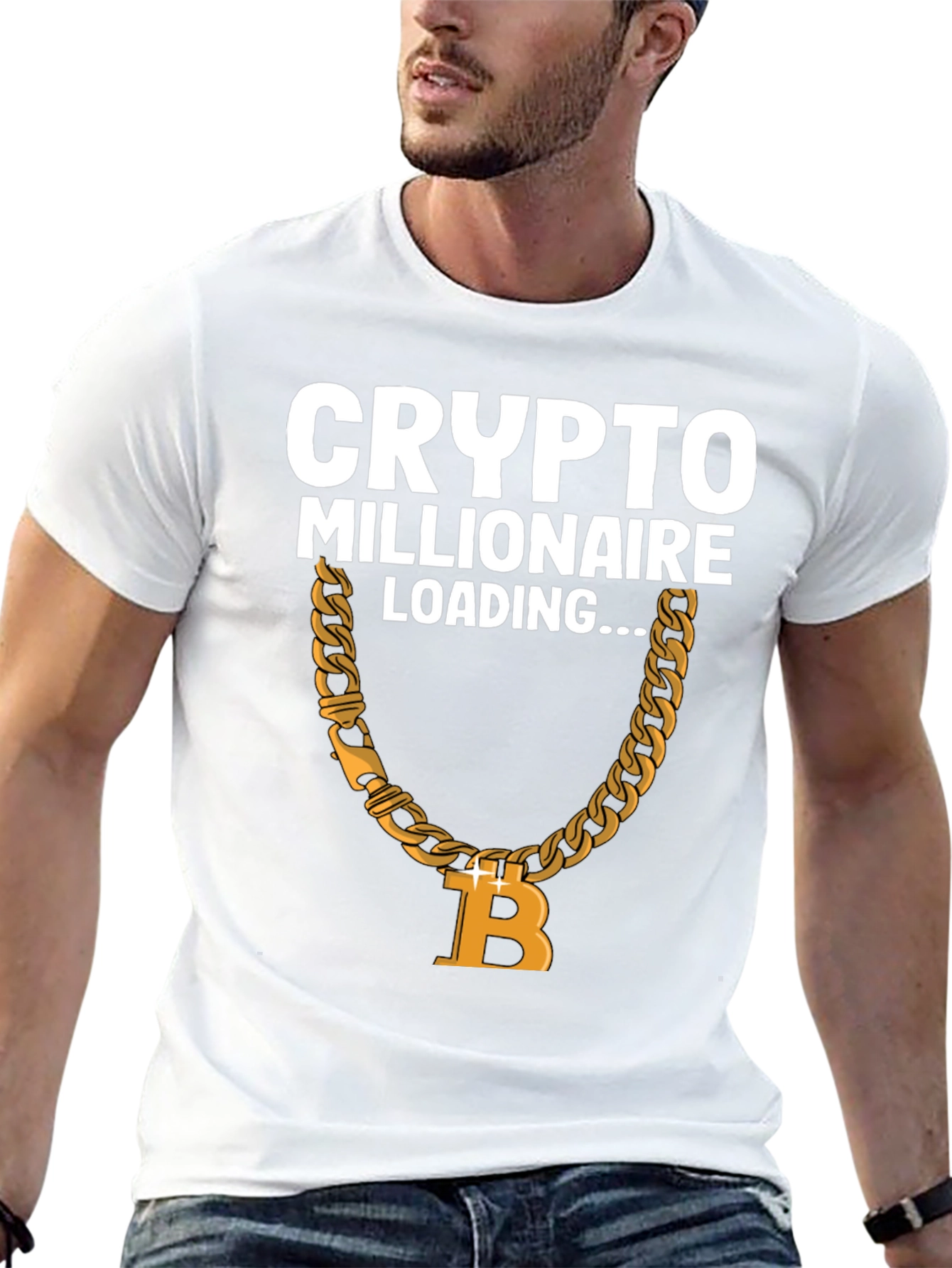 Crypto Millionaire Loading Bitcoin Chain Graphic T-Shirt