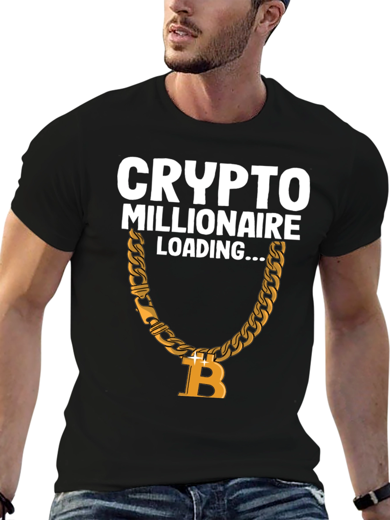 Crypto Millionaire Loading Bitcoin Chain Graphic T-Shirt
