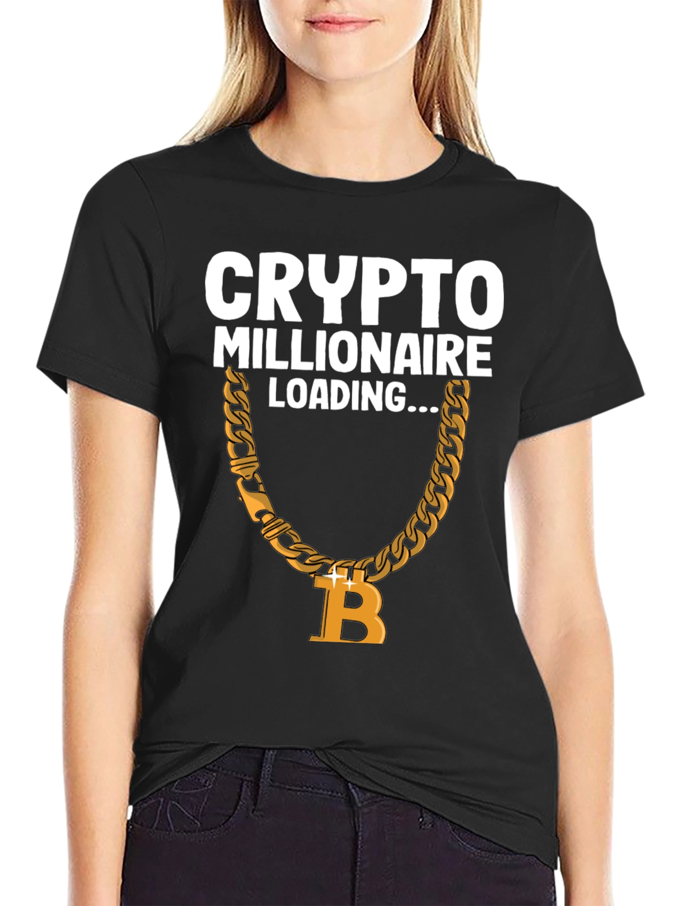 Crypto Millionaire Loading Bitcoin Chain Graphic T-Shirt