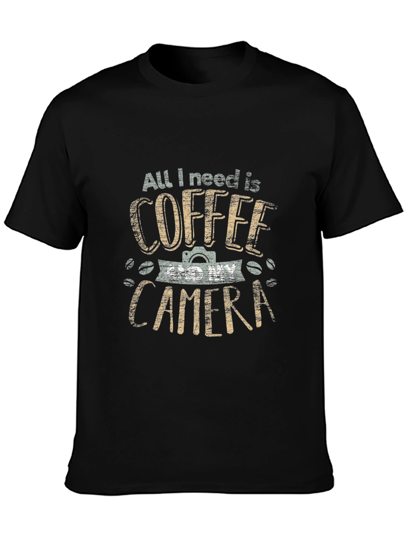 Coffee Camera Graphic T-Shirt - Black Cotton Tee