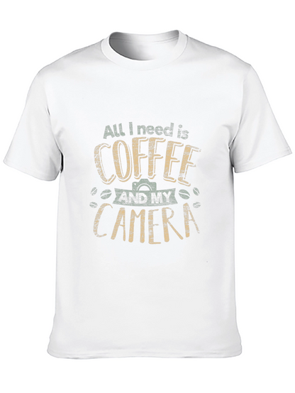 Coffee Camera Graphic T-Shirt - Black Cotton Tee