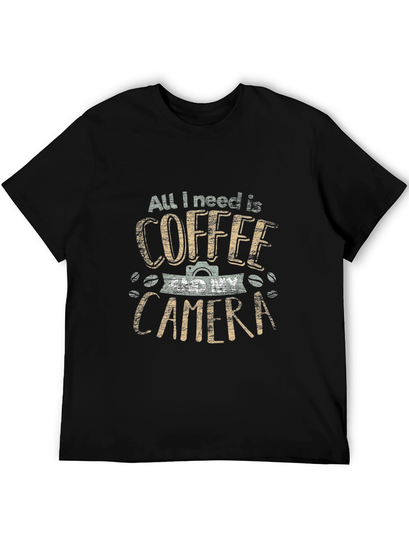 Coffee Camera Graphic T-Shirt - Black Cotton Tee
