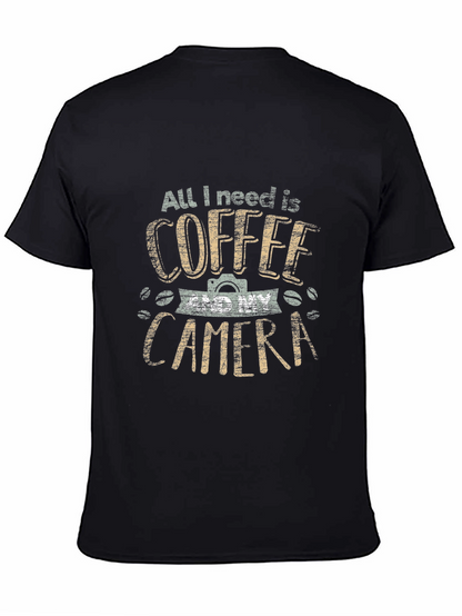 Coffee Camera Graphic T-Shirt - Black Cotton Tee