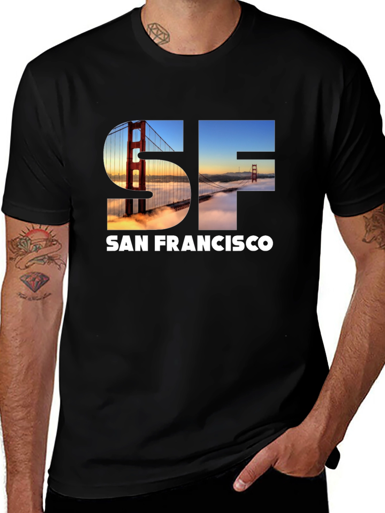 San Francisco Bridge Graphic Black T-Shirt