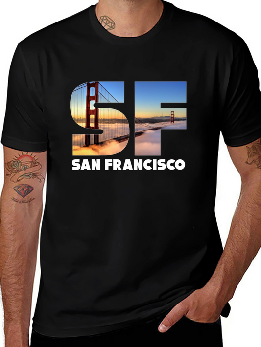 San Francisco Bridge Graphic Black T-Shirt