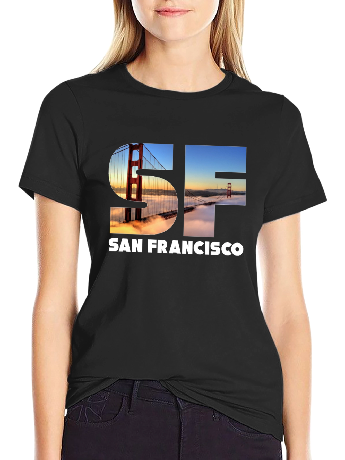 San Francisco Bridge Graphic Black T-Shirt