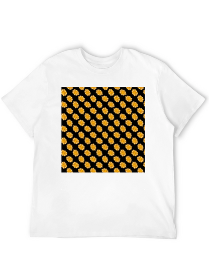Sunflower Pattern Black T-Shirt