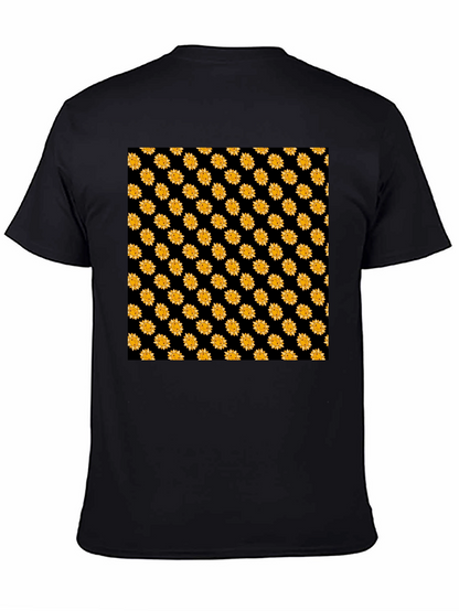Sunflower Pattern Black T-Shirt