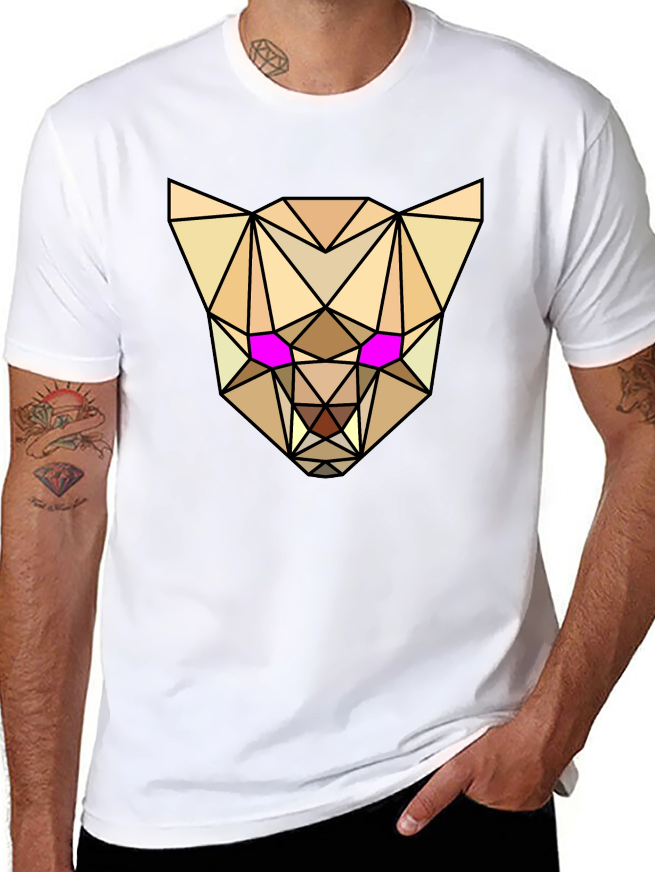 Geometric Animal Tee - Abstract Lynx Graphic T-Shirt
