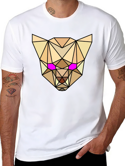Geometric Animal Tee - Abstract Lynx Graphic T-Shirt