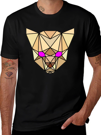 Geometric Animal Tee - Abstract Lynx Graphic T-Shirt