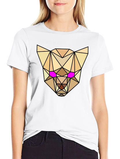 Geometric Animal Tee - Abstract Lynx Graphic T-Shirt