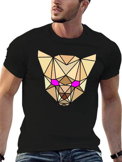 Geometric Animal Tee - Abstract Lynx Graphic T-Shirt