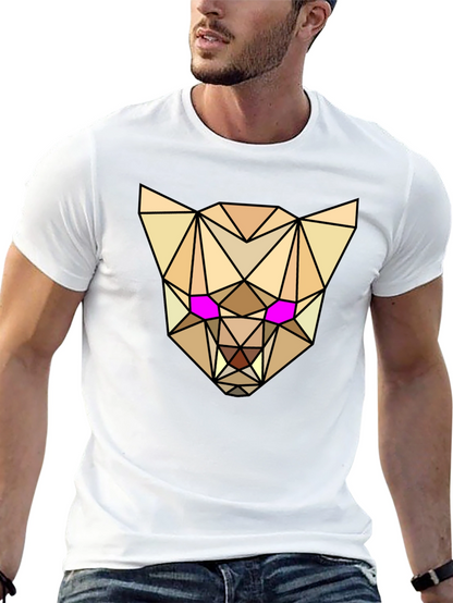 Geometric Animal Tee - Abstract Lynx Graphic T-Shirt