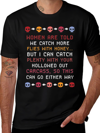 Humorous Skull Pixel Art T-Shirt