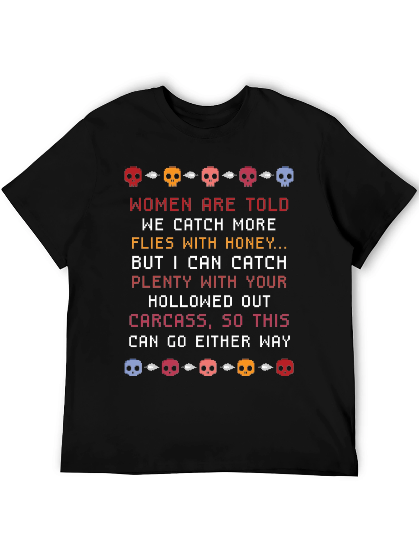 Humorous Skull Pixel Art T-Shirt