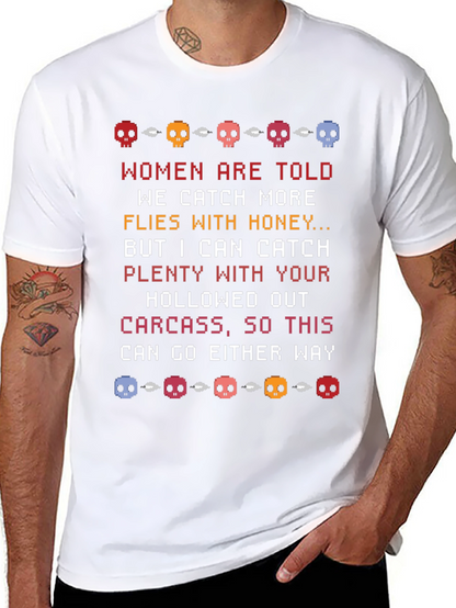 Humorous Skull Pixel Art T-Shirt