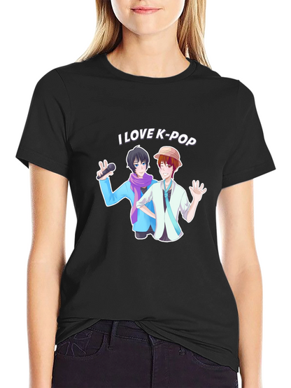 I Love K-Pop Black Graphic Tee Shirt