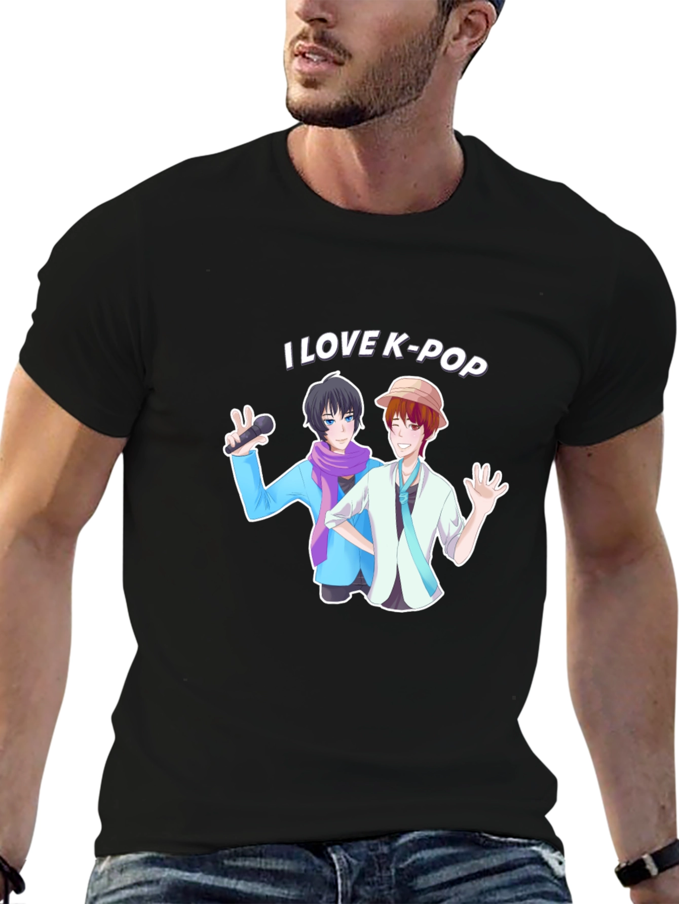 I Love K-Pop Black Graphic Tee Shirt